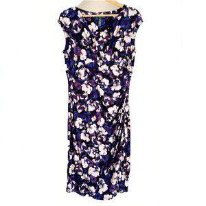 Lauren Ralph Lauren Women’s 14 Ruched Career Midi Dress Whimsigoth Dark Floral